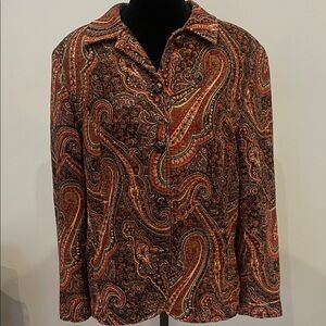 Coldwater creek paisley patterned long sleeve jacket